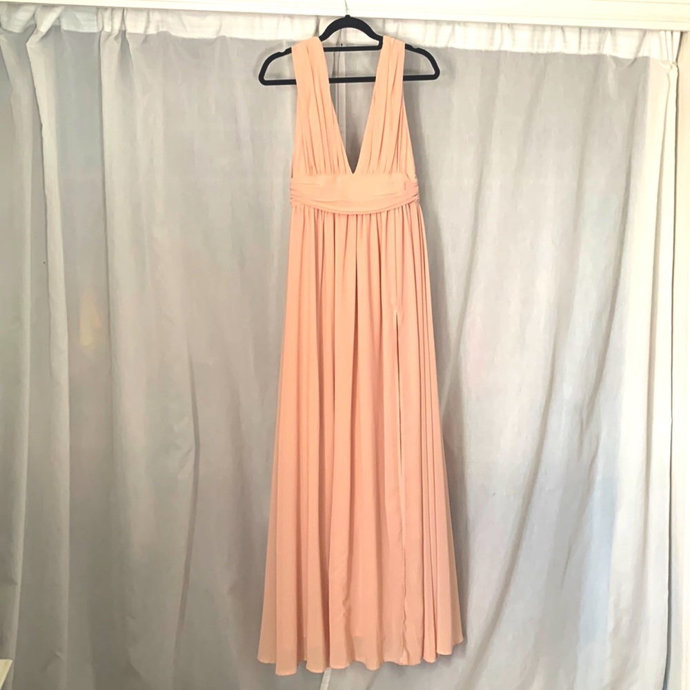 Lulus Maxi Light Pink Bridesmaid Dress